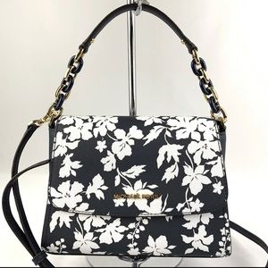 Michael Kors Sofia Portia Small East West Satchel Crossbody Navy/White